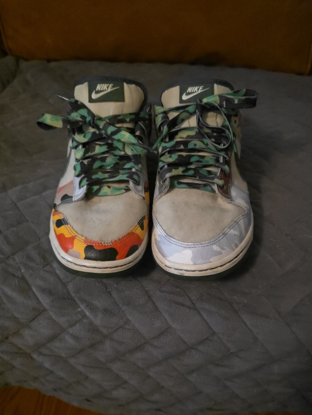 Nike Kids Multicolor Camo High-Top Sneakers — Green, Orange, Blue